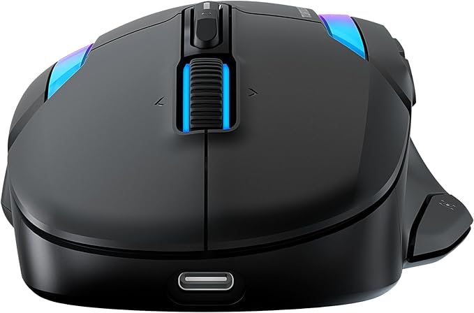 Turtle Beach Kone II Air – Wireless Ergonomic RGB Gaming Mouse, 350-Hr Battery, 26K DPI Optical Sensor, 100M Click Optical Switches, 21 Customizable Inputs, 4D Free-Spin Scroll Wheel – Ash Black