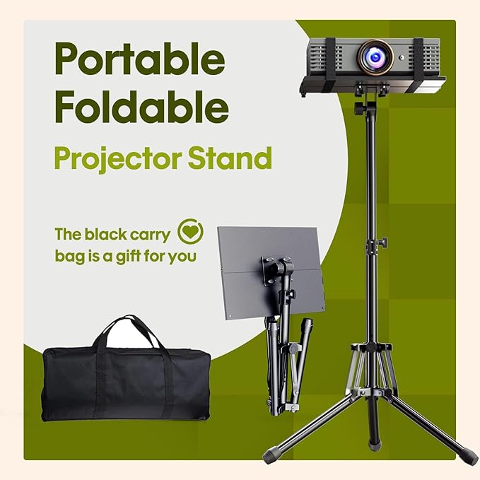 Projector Stand Tripod Adjustable Height 20 to 60 Inch, Portable Laptop Tripod with Gooseneck Phone Holder ＆ Mouse Tray, Projector Stand Outdoor Laptop Floor Stand for Podium,Studio, DJ Racks