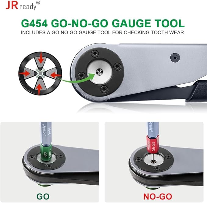 ST2163 Deutsch Crimp Kit，ACT-HDT Solid Contacts Crimp Tool with 3 Positioners and G454 Gauge for Deutsch Size 12 16 20 Turned Pin and Socket Terminals Work with Deutsch DT DTM DTP Series Connectors