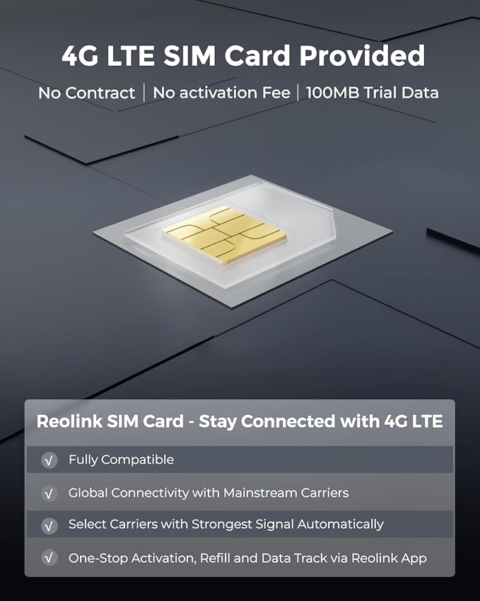 REOLINK 4K 4G LTE Dual Lens Cellular Security Camera +128GB SD Card - 4Pack, Auto Tracking, No WiFi Solar Powered, 6X Hybrid Zoom, 8MP Color Night Vision, SIM Card Included, TrackMix LTE Solar Kits