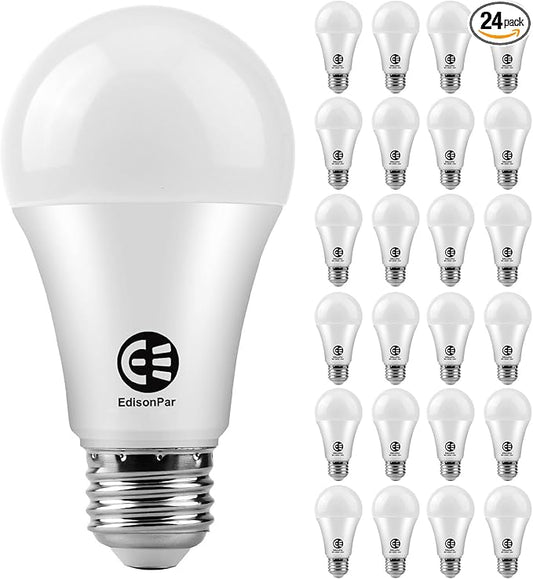 A19 24-Pack LED Light Bulbs, E26 Base 75W Equivalent 1000lumens 4000K Neutral Daylight Light, Cool White (CWF), Non-Dimmable 9W 25000hrs (Count of 24)