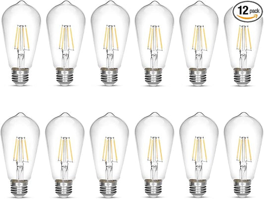 LED Edison Bulb 4W,Antique 40W Vintage Edison Bulb,E26 Light Bulb Non Dimmable Led Bulb 450 Lumens 5500K Cold White,Pack of 12