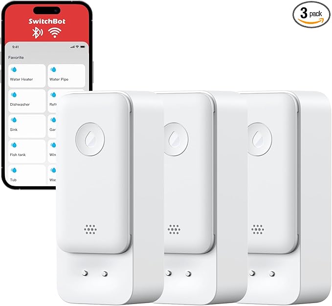 SwitchBot WiFi Water Sensor, Smart Water Leak Detector, 100dB Adjustable Alerts & App Alerts, IP67 Waterproof, Wireless Detector for Kitchen, Bathroom, Basement, No Hub Required (Support 2.4G) (3)