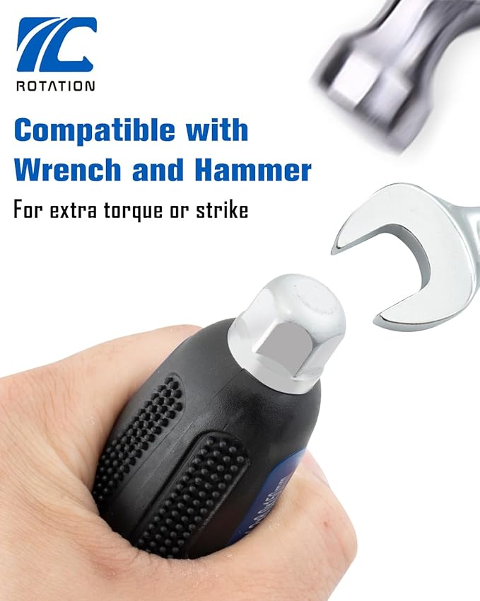 ROTATION Magnetic Screwdriver Set 12 PCS with Black tips, 6 Phillips and 6 Flat Head Screwdrivers, with Go-Thru Steel Blades, High Torque for Fastening and Loosening, pack with paper box