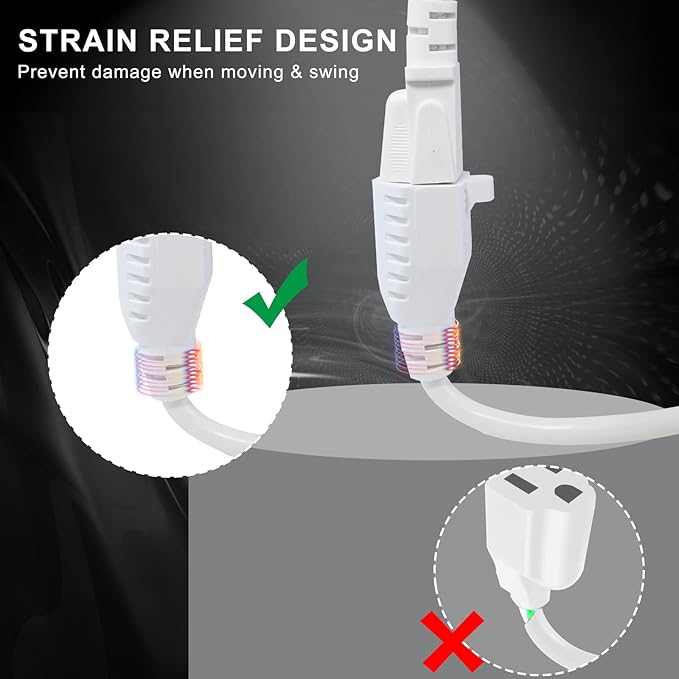 SPARKING 1 Foot Short Extension Cord - 12in White AC Mini Indoor 3 Prong Extension Cord,Single Outlet Saver Electrical 16AWG 125V 13Amp Small Short Grounded Appliance Power Extension Cord [3 Pack]