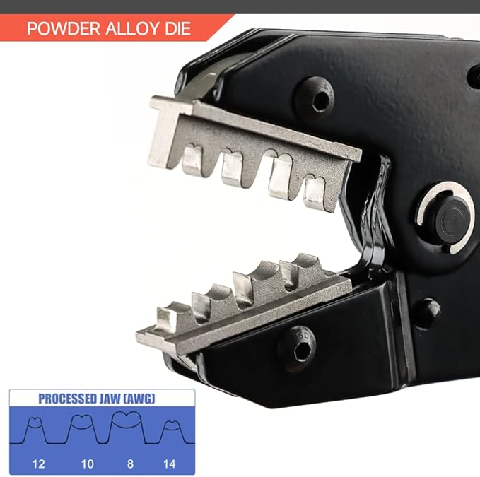 HKS Crimping Tool for Solar PV Cable Connectors - Ratcheting Wire Crimpers - AWG 14-8 (2.5-10mm²) - Ratchet Terminal Crimper - Electrical Crimping Tool