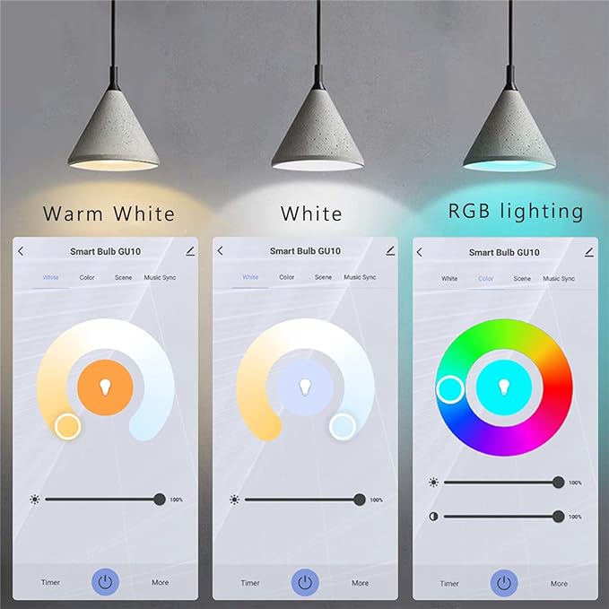 Tuya Smart GU10 Light Bulb,WiFi(2.4G),300 Lumens Dimmable LED Light Bulbs, Color Changing & Tunable White (2700K-6500K), Works with Alexa, Google Home & Smart Life App, No Hub Required(4Pack)