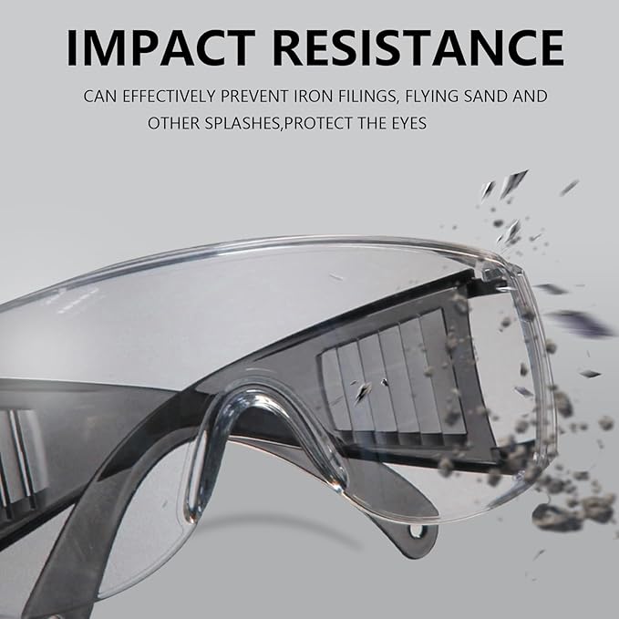 JING LEI Anti Fog Safety Glasses, Safety Goggles Over Eyeglasses, Anti Dust Impact Scratch Resistant Splash Proof Chemical Wrap Around Eye Protection for Lab Nurses Workers Architect Men and Women