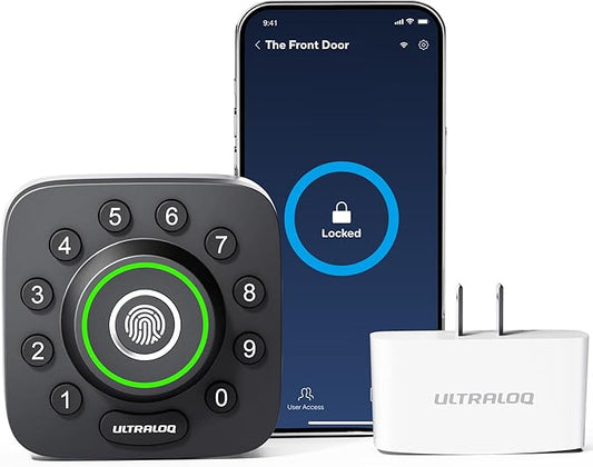 ULTRALOQ U-Bolt Pro Smart Lock with WiFi Bridge, Keyless Entry Door Lock with Fingerprint, App Remote Access, Share Code, Auto Unlock, Biometric Deadbolt, Smart Locks for Front Door, 1Year Battery