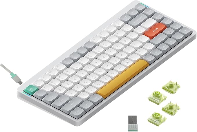 nuphy Air75 V2 Portable 75% Mechanical Keyboard,Wireless Keyboard,Supports Bluetooth/2.4G/USB-C RGB Bluetooth Keyboards,Compatible with Windows/Mac OS/Linux Systems White-Gateron Aloe Switch