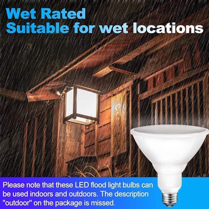 Energetic LED Flood PAR38 Light Bulb, 3000K Warm White, 90W Equivalent, Efficient 11W, Wet Rated, 900 Lumens, Medium Base, Non-Dimmable, 2 Pack
