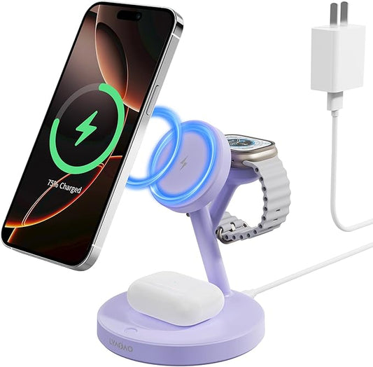 2025 3 in 1 Charging Station for Apple iPhone AirPods Watch with Mag-Safe Charger Wireless Charger Stand for iPhone 1716 15 14 13 12 Series AirPods iWatch Series - Gifts for Wife & Husband
