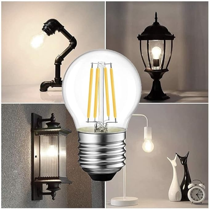 LED Edison Bulbs, Dimmable 4W G45 2700 Kelvin E26 LED Bulb, 40W Incandescent Equivalent Warm White Light Bulb for Tiffany Large Table Lamp, Home Pendant Light, Ceiling Fans (6 Packs)