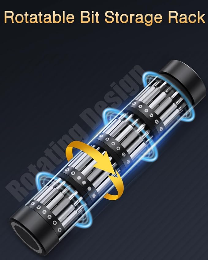 Electric Screwdriver Set, 62-in-1 Mini Electric Screwdriver, 3.7V Rechargeable Power Screwdriver Kit with 60 Magnetic Precision Bits, OLED Display for PC, Phones, Electronics, DIY