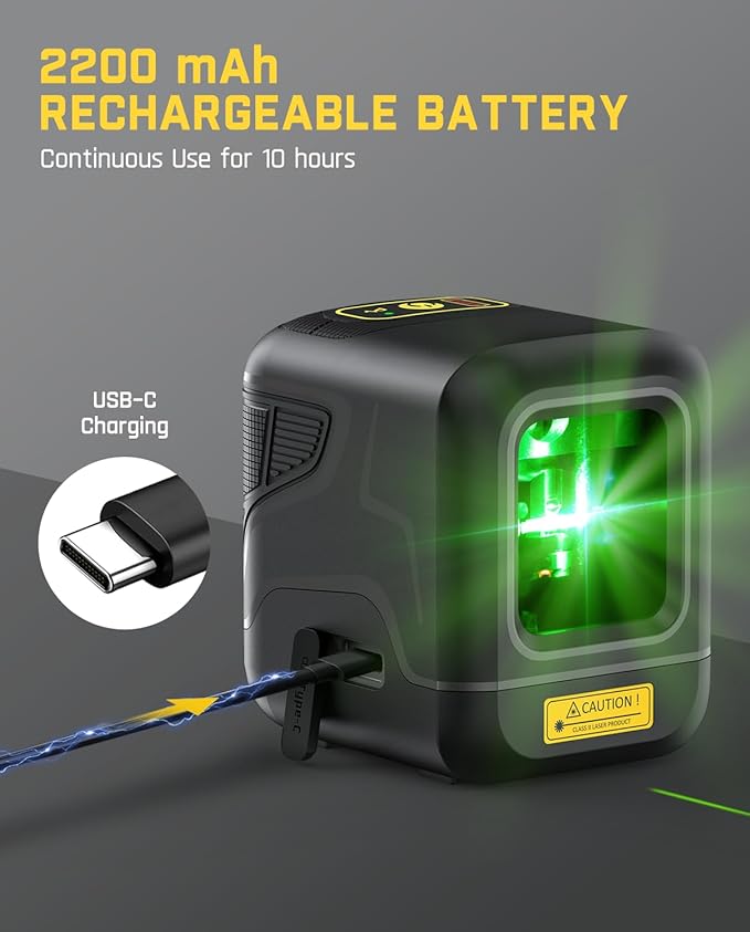 Fanttik D2 Pocket Green Laser Level, 100 ft Self-Leveling Cross Line Laser, Type-C Rechargeable, Rotatable 360 Degree, Pulse Mode, Magnetic Bracket, Carrying Pouch, for Picture Hanging and Home DIY