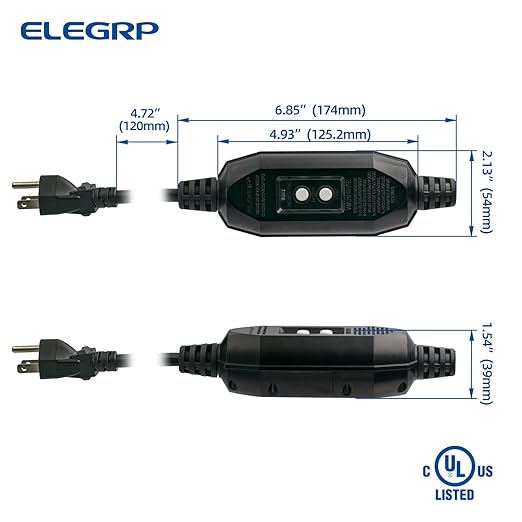 ELEGRP G1215CM G20CMR Patented Auto-Monitoring GFCI Replacement Plug Inline Assembly, Manual Reset 15 Amp Grounded 3 Wires 3-Prongs for Power Tools, Lawn Equipment etc, UL Listed, 1 Pack, Black