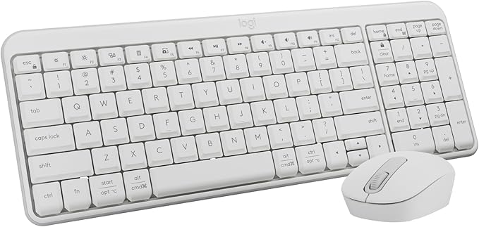 Logitech MK250 Bluetooth Wireless Mouse and Keyboard Combo: Fast & Easy Connectivity, Compact Wireless Keyboard, Ambidextrous Mouse, Durable Build - Windows/MacOS - White