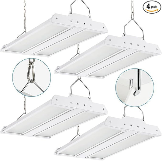 4-Pack High Bay LED Shop Light 1.35FT 150W 21000Lumens 5000K Daylight 100-277V, Commercial Mini Linear High Bay Lights for Warehouse Workshop Supermarket Stadium, 0-10V Dimmable, ETL
