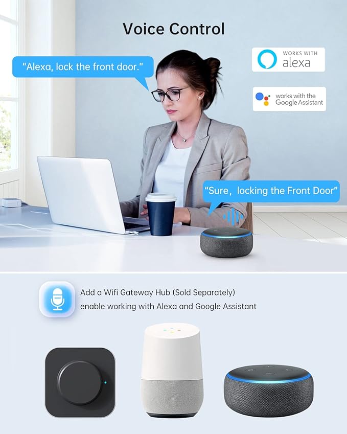 Smart Front Door Lock Set: SMONET Keyless Entry Door Lock with Handle, Front Handle Set Fingerprint Smart Deadbolt Bluetooth Electronic Digital Keypad, Alexa Unlock Silver