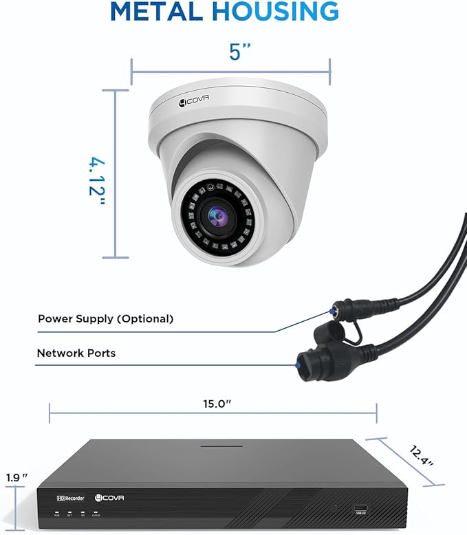 4COVR 32 Channel Security Camera System PoE & AI Human Vehicle Detection, H.265 UHD NVR 8TB HDD, 24Pcs 5MP Commercial Dome IP Camera IP67 Night Vision, Business Surveillance Outdoor, LY97AX5M3224