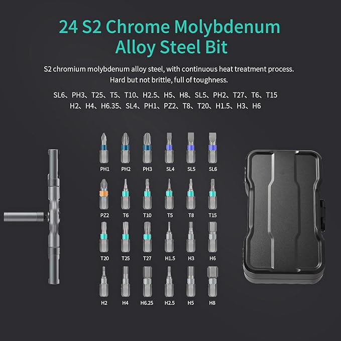 24 in 1 Magnetic Screwdriver Set,DIY Multi Bit Mini Ratchet Screwdriver Sets,Hand tools Torque wrench Repair kit, Precision Screwdriver Set Home Tool kit for PC,Furniture,Watch,Bicycle (24 IN 1)