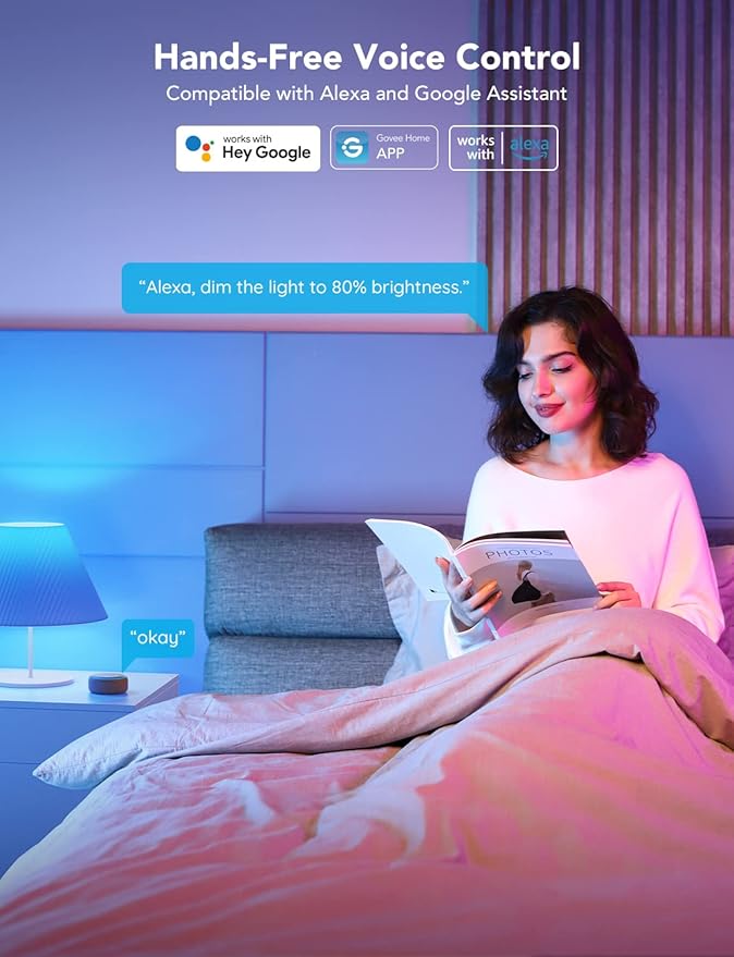 Govee LED Smart Light Bulbs, 1000LM Color Changing Light Bulb, Wi-Fi & Bluetooth Light Bulbs, Work with Alexa and Google Assistant, Dimmable RGBWW A19 75W Equivalent Smart Bulbs, 1 Pack