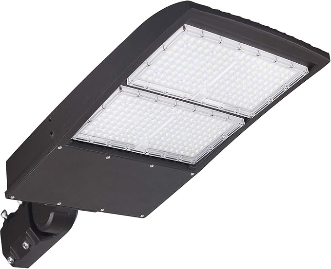 480V 300W High Voltage LED Street Light, Parking Lot Pole Lights, LED Area Shoebox Light 42000LM 1000W MH/HPS Equiv. 5000K AC 277-480V DLC UL cUL (Dark Brown Housing Slip Fitter Mount)