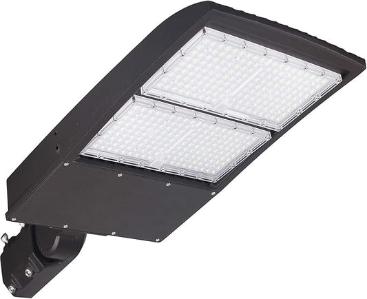 480V 300W High Voltage LED Street Light, Parking Lot Pole Lights, LED Area Shoebox Light 42000LM 1000W MH/HPS Equiv. 5000K AC 277-480V DLC UL cUL (Dark Brown Housing Slip Fitter Mount)