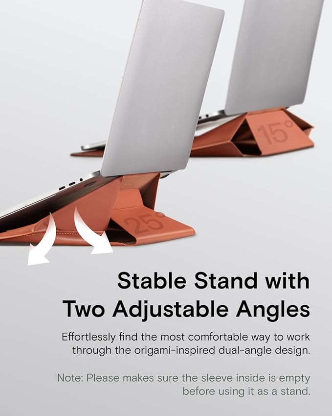 MOFT Laptop Carry Sleeve, 2-in-1 Laptop Bag & Stand for 13" MacBook Air/Pro & Dell/HP/Lenovo/Asus, Stylish Slim Computer Sleeve Bag with Expandable Storage for Computer Accessories, Sienna Brown