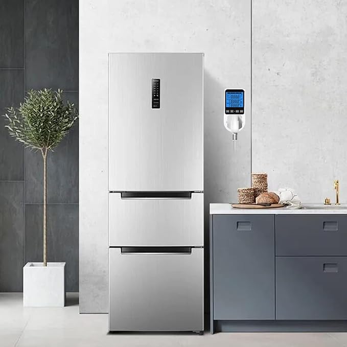 Digital Day Night Thermostat Outlet Plug with Timer, Heating Cooling Multi Period Temperature Controller, LCD Screen Outlet Socket for Reptile Incubator Greenhouse Brewing Refrigerator 110V