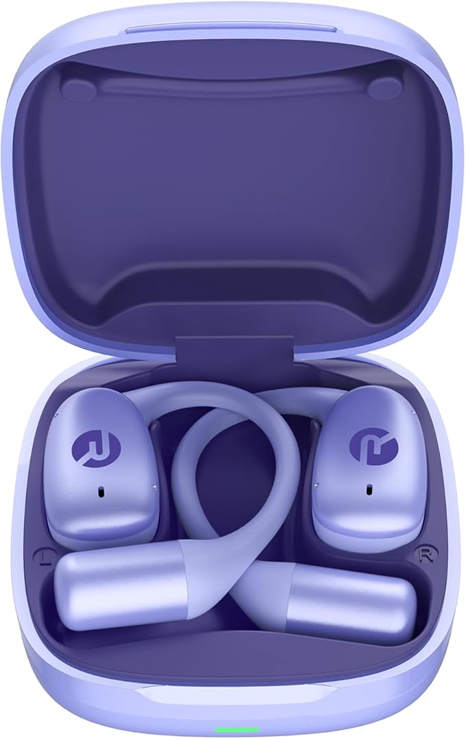 Raycon Essential Open Earbuds – True Wireless Open Ear Bluetooth 6.0 Headphones, Ultra-Lightweight, Comfort Hook Design, IPX5 Water Resistant, 36 Hours of Battery Life (Purple)