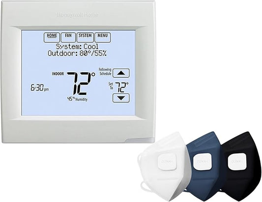 Honeywell Home TH8321WF1001/U VisionPRO 8000 Wi-Fi Programmable Thermostat, 1 Pack, with Clevair 3-Mask Purifying Fan Set