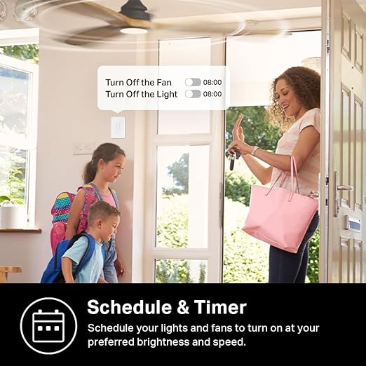 Kasa Smart Ceiling Fan Control & Dimmer Switch | Adjustable 4-Speed Fan & Brightness Control | Works w/Apple HomeKit, Alexa & Google Home | 2.4G Wi-Fi Only, Single Pole, Neutral Wire Required | KS240