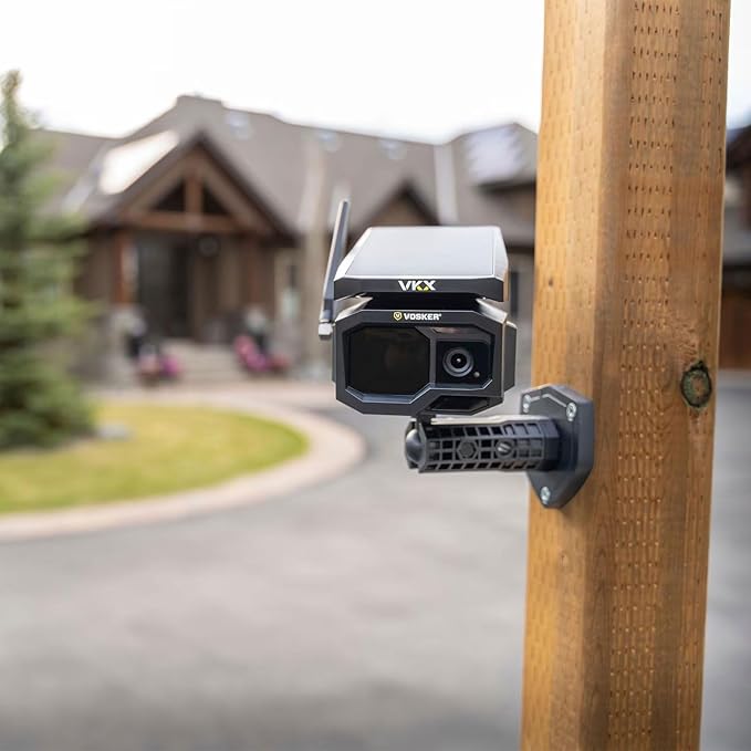 Vosker VKX Solar Powered 4G-LTE Outdoor Cellular Security Camera - No WiFi Needed, Motion Activated, Night Vision, SIM Card Included, On-Demand Mode - 15s Video Clips, IP65 Weather-Resistant
