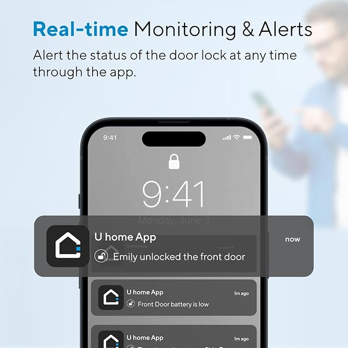 ULTRALOQ U-Bolt Pro Smart Lock with WiFi Bridge, 7-in-1 Fingerprint Keyless Entry Door Lock, App Remote Control, Backlit Keypad, Auto Unlock, Front Door Smart Deadbolt, IP65 Waterproof, 1Year Battery