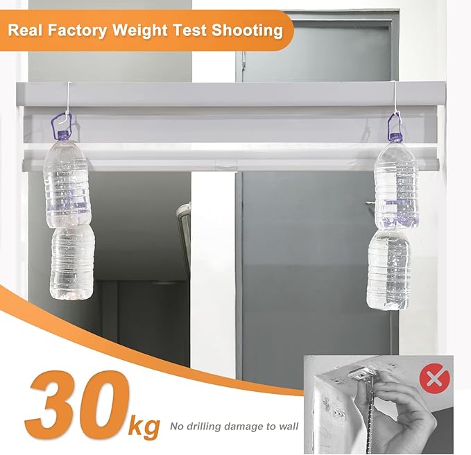 Persilux No Drill No Tool Custom Size Zebra Blind Dual Layer Privacy for Day and Night Window Blinds Light Filtering Cordless Windows Shades for Windows,Easy to Install Thermal Insulated Blinds,Beige