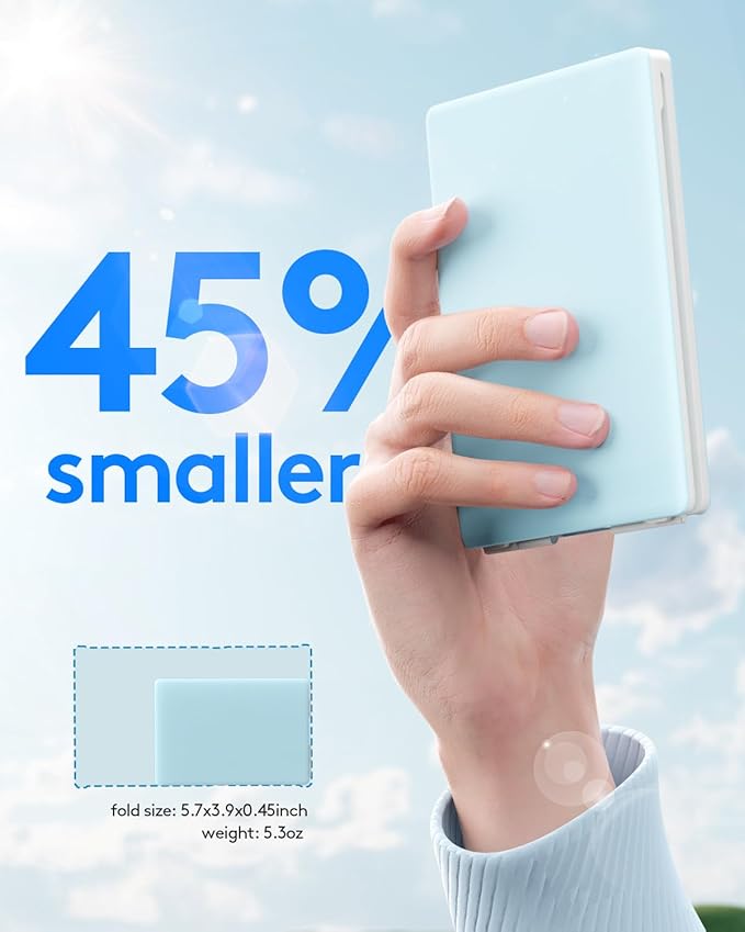 Samsers Bluetooth Foldable Keyboard, Wireless Portable Folding Keyboard, Full-Size Ultra-Slim Rechargeable Connect Up to 3 Devices for iOS Android Windows Phone Tablet and Laptop, Blue