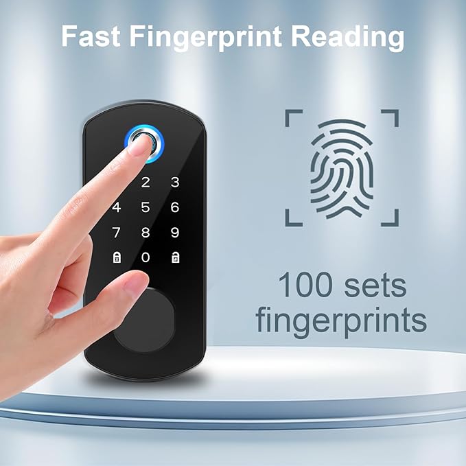 Smart Door Lock Fingerprint Deadbolt, Keyless Entry Door Lock with App Control, Digital Electronic Keypad Touchscreen Code Auto Lock, Biometric Smart Locks for Front Door (Black)