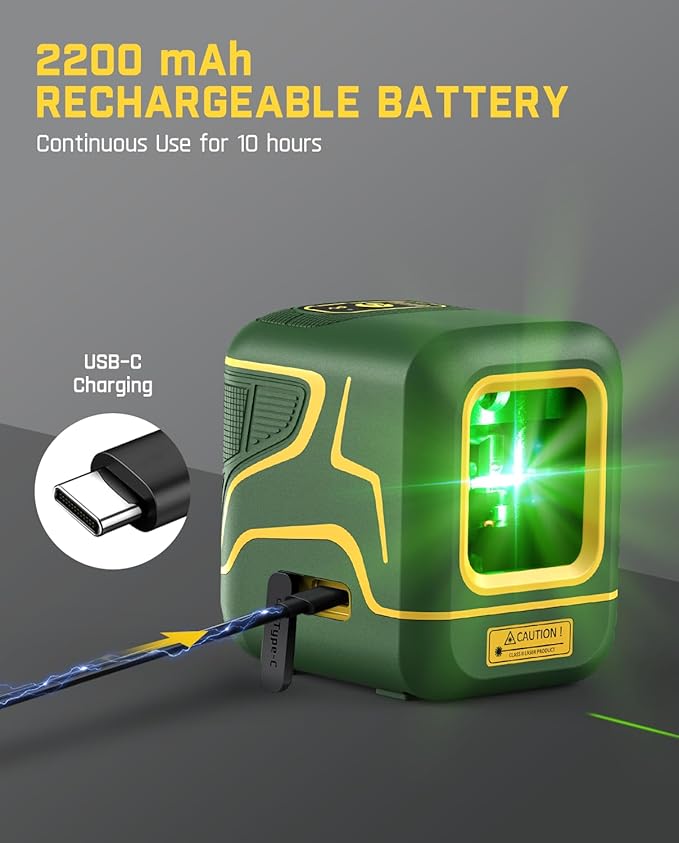 Fanttik D2 Pocket Green Laser Level, 100 ft Self-Leveling Cross Line Laser, Type-C Rechargeable, Rotatable 360 Degree, Pulse Mode, Magnetic Bracket, Carrying Pouch, for Picture Hanging and Home DIY