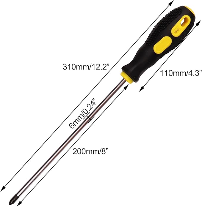 Phillips Screwdriver 8 inch long Screwdrivers Length Shank Screwdriver Magnetic Tip PH2 Cross Head Screwdrivers 2Pcs （8 Inch Shaft）