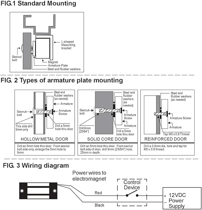 Mag Lock 1200LBS Holding Force Electromagnetic Commercial Lock 12V LED Indicator When Closed NO/NC Options,for Access Control System with Aluminum L&Z Brackets (W-1200LBS Lock+Z L Bracket)