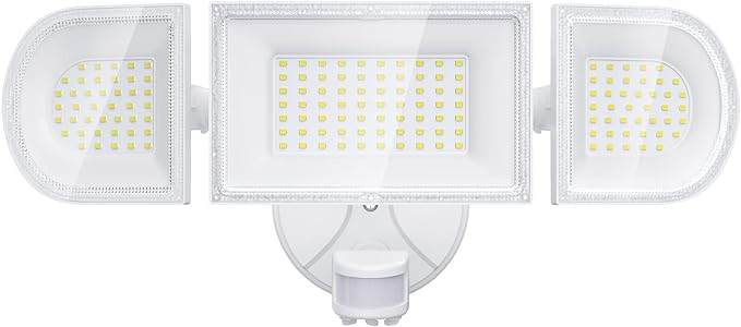 iMaihom 150W Motion Sensor Light Outdoor, 15000LM 6500K LED Security Floodlights, 3 Adjustable Head Motion Detection Light IP65 Waterproof for Yard Garage White 1pack