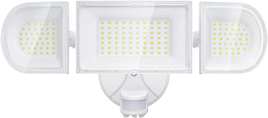 iMaihom 150W Motion Sensor Light Outdoor, 15000LM 6500K LED Security Floodlights, 3 Adjustable Head Motion Detection Light IP65 Waterproof for Yard Garage White 1pack