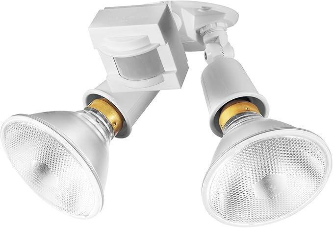 GLOBE Electric 17000270 110-Degree 240 W Twin Head Gray Hardwired Motion Sensor Security Flood Light, Spotlight, Outdoor, Outside House Lights