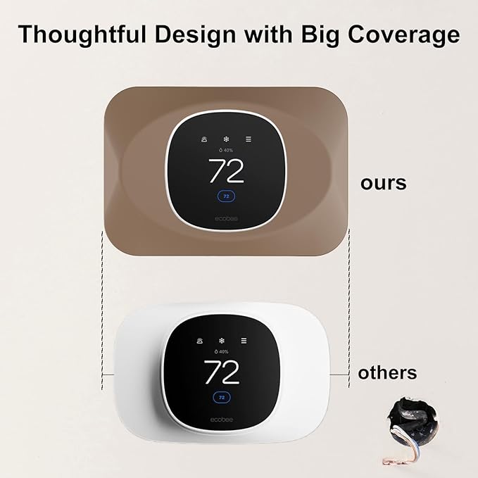 Wall Plate Cover Compatible with New 2025 Ecobee Smart Thermostat Essential, Practical Ecobee Thermostat Trim Kit, Programmable WiFi Thermostat Accessory (1, Mocha)