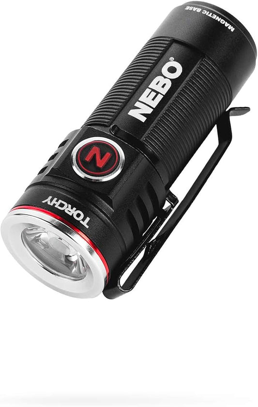 NEBO Torchy Rechargeable Pocket Flashlight | 1,000 Lumens, 5 Light Modes, Magnetic Base & Steel Clip, Water Resistant, LED Mini Flashlight for EDC & Camping, Includes Charging Cable
