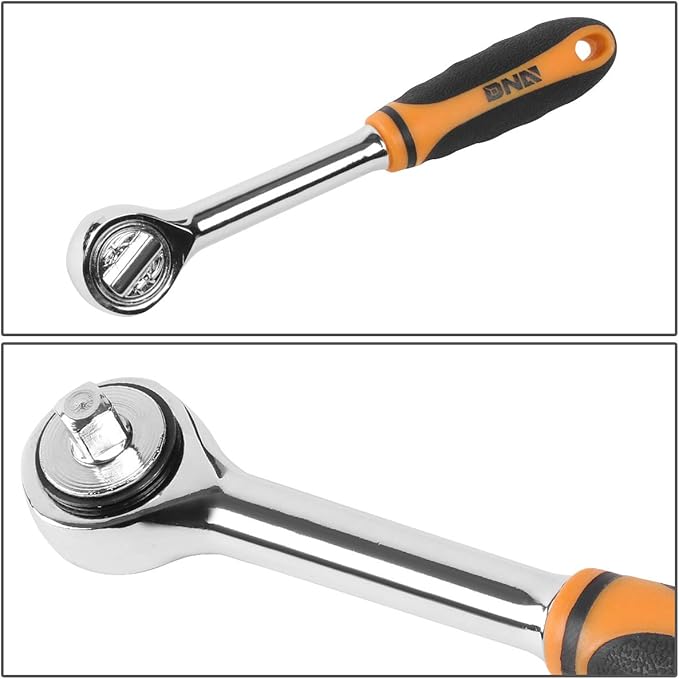 DNA MOTORING Home Repair Tool Set, Magnetic Screwdriver Socket Set, Ratchet Screwdriver Tools Set for Mechanics and DIY, w/Storage Box, Orange, TOOLS-00037