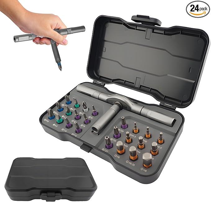 24 in 1 Magnetic Ratchet Screwdriver Set - Mini Precision Tool Kit for DIY, Home Repair & Watch Tool Kit | Industrial S2 Alloy Steel Bits