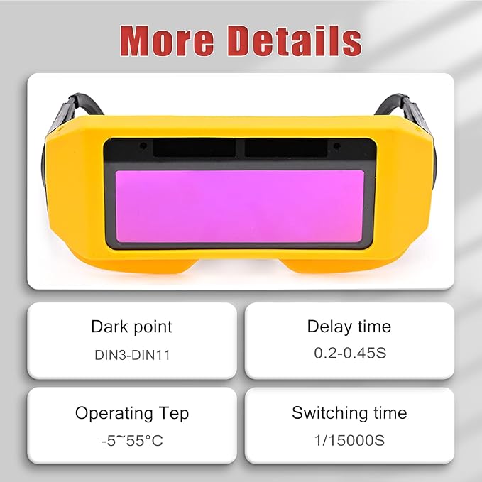 Welding Glasses Auto Darkening Welding Goggles with Adjustable Shade, Safety Eyes Protective Welder Glasses with 2 Sensors for TIG MIG MMA Plasma