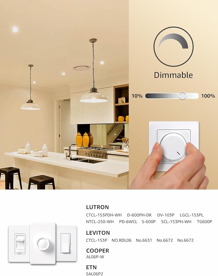 Lepro Dimmable LED Light Bulbs 100 Watt Equivalent, 14W 1500LM Soft Warm White 2700K, A19 E26 Standard Medium Base, UL FCC Listed, 15000 Hour Lifetime, 6 Packs